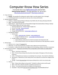Backup, Backup, Backup!!! Handout