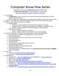 PC Maintenance Revisited Handout