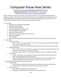 Storage and Performance Handout